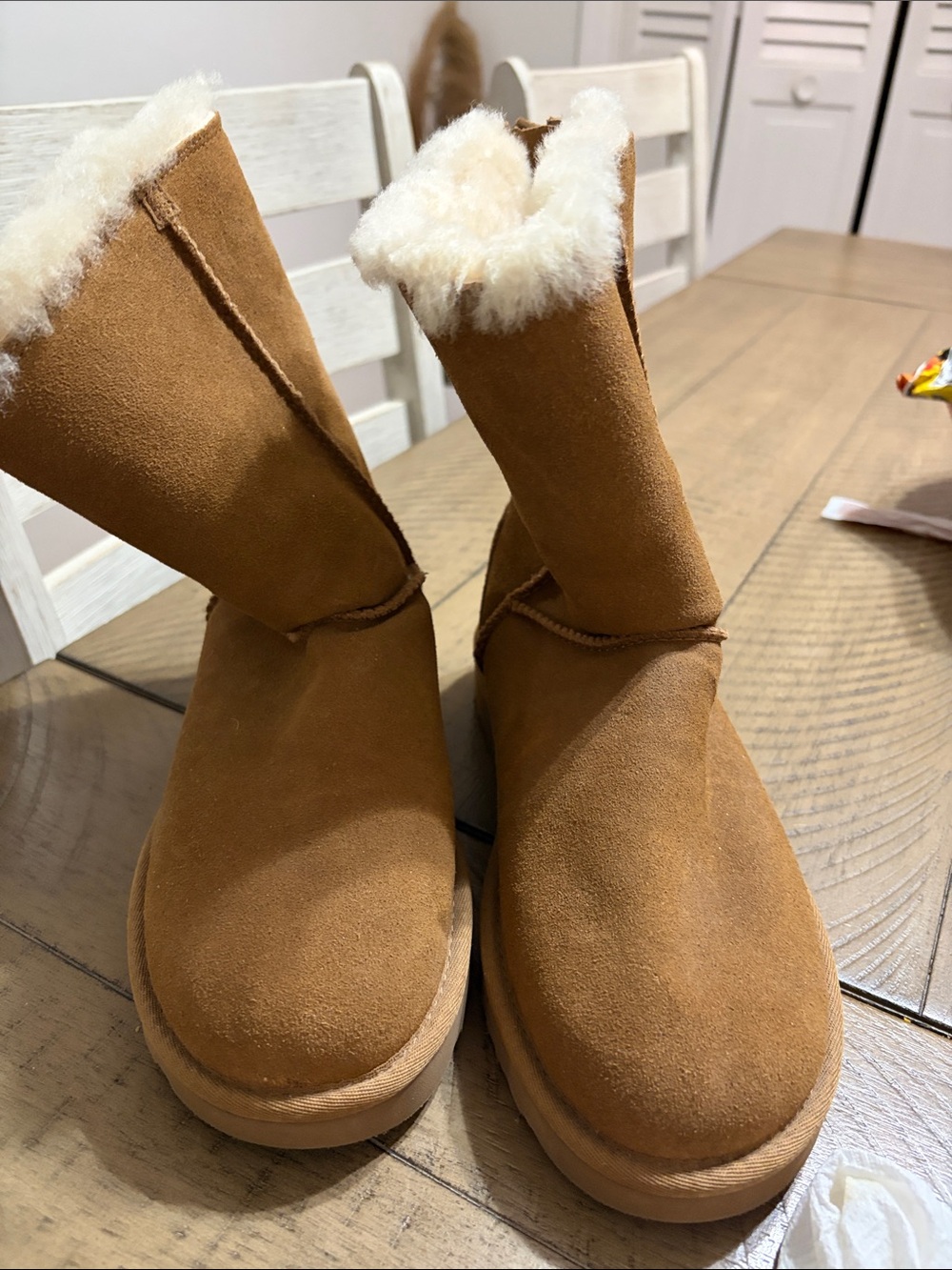 UGG Chestnut Suede Shearling Ankle Booties